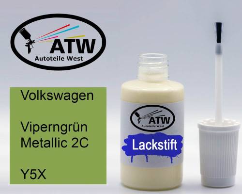 Volkswagen, Viperngrün Metallic 2C, Y5X: 20ml Lackstift, von ATW Autoteile West.